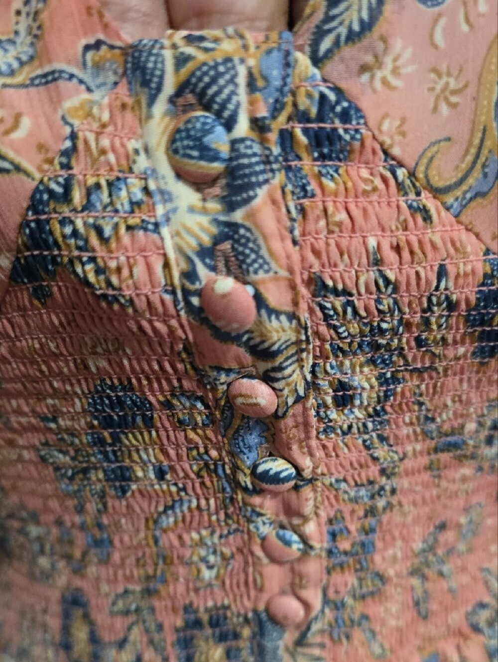 Patrons of Peace Peach Floral V-Neck Long Sleeve Midi Dress - Picture 2 of 7